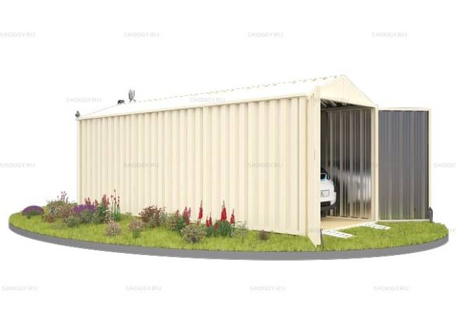 Хозблок SKOGGY секционный с двускатной крышей 6 х 2 м, слоновая кость