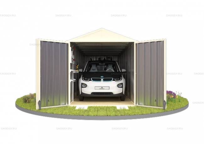 Хозблок SKOGGY секционный с двускатной крышей 6 х 2 м, слоновая кость