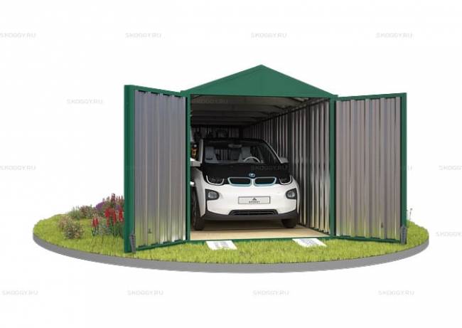 Хозблок SKOGGY секционный с двускатной крышей 6 х 2 м, зелёный мох