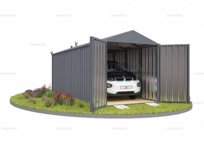 Хозблок SKOGGY секционный с двускатной крышей 6 х 2 м, брутальный серый Хозблок SKOGGY секционный с двускатной крышей 6 х 2 м, брутальный серый