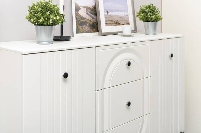 Два широких комода Валенсия и четыре навесных полки цвет белый шагрень Два широких комода Валенсия и четыре навесных полки цвет белый шагрень