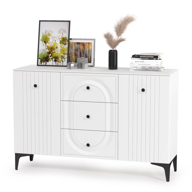 Два широких комода Валенсия и четыре навесных полки цвет белый шагрень Два широких комода Валенсия и четыре навесных полки цвет белый шагрень