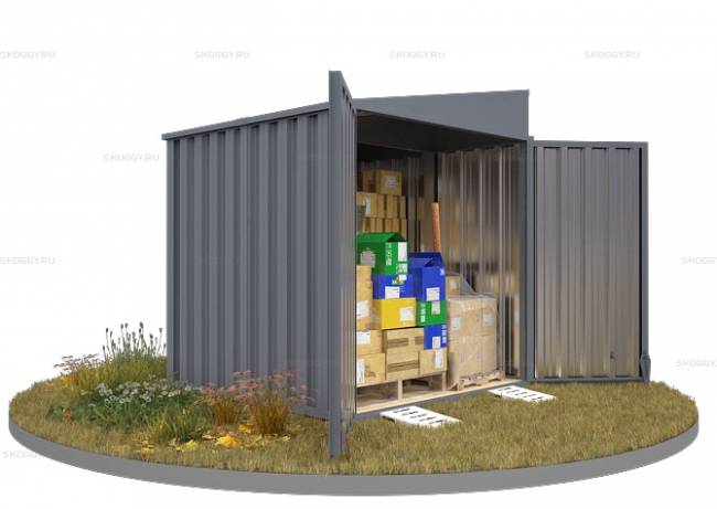 Хозблок SKOGGY секционный с односкатной крышей 2 х 2 м, брутальный серый