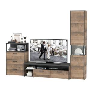 Стенка для гостиной с подсветкой Трувор № 24 цвет дуб гранж песочный/интра