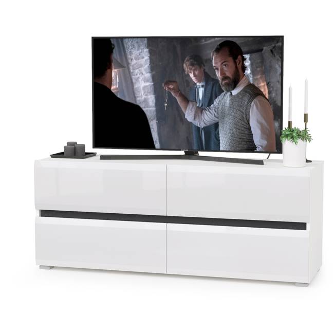 Стенка для гостиной Сидней Комплектация № 23 цвет белый/чёрный/фасады МДФ белый глянец