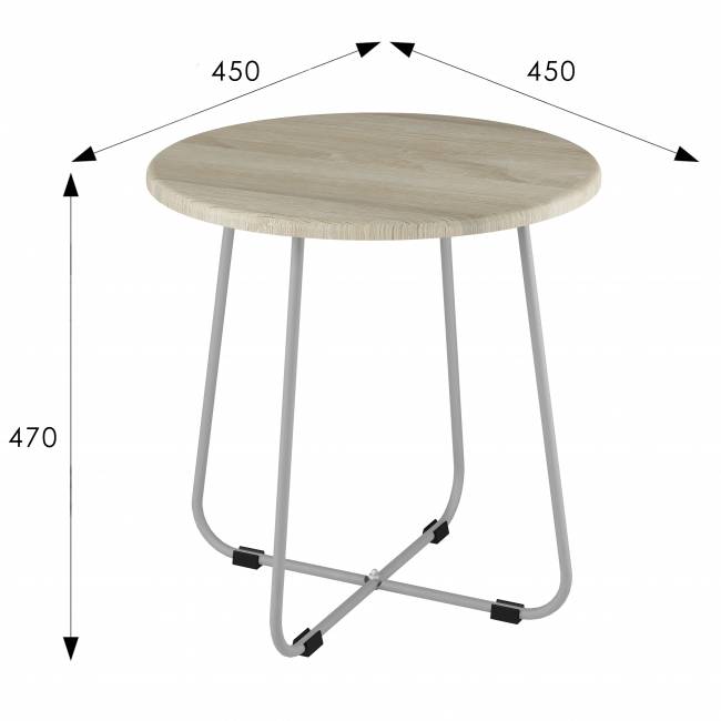 Стол журнальный BeautyStyle 14 дуб сонома/металлик