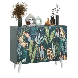 Комод-тумба Либера 16.230.01 цвет пасифай/белый, фасады с рисунком Тропический лес