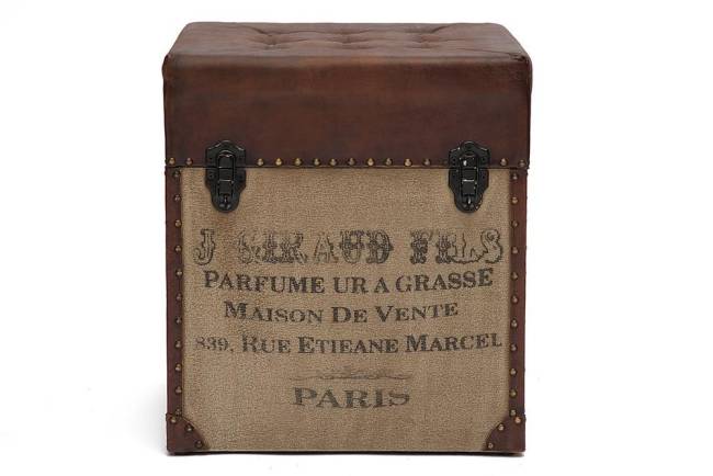 Пуф - сундук Secret De Maison CLICHY ( mod. M-9177 ) дерево манго/кожа буйвола/ткань хлопок, 46 х 46 х 52, коричневый, ткань: винтаж Пуф - сундук Secret De Maison CLICHY ( mod. M-9177 ) дерево манго/кожа буйвола/ткань хлопок, 46 х 46 х 52, коричневый, ткань: винтаж