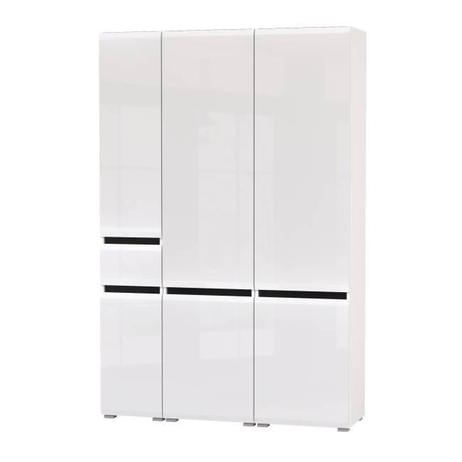 Два шкафа Сидней с дверками и один шкаф Сидней с ящиком цвет белый/чёрный/МДФ белый глянец