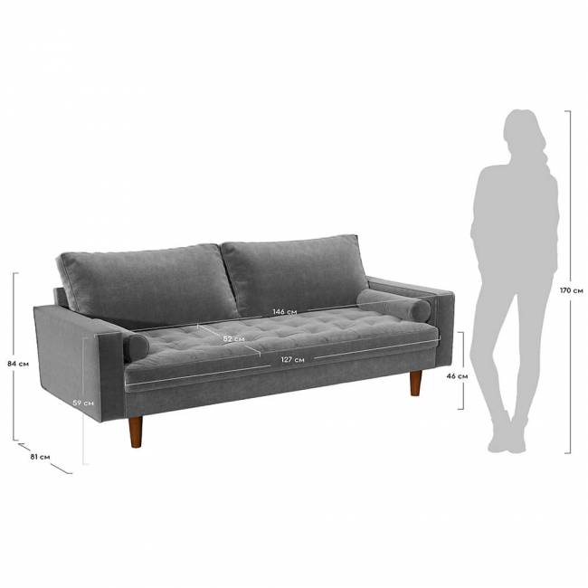 Диван Scott двухместный синий Диван Scott двухместный синий