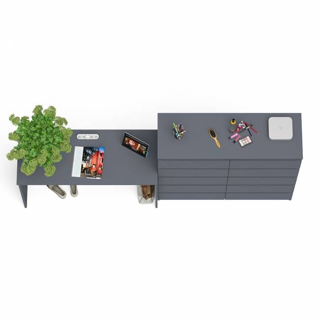 Большой комод МК1200.10 десять ящиков и письменный стол МСП1200 Мори цвет графит Большой комод МК1200.10 десять ящиков и письменный стол МСП1200 Мори цвет графит