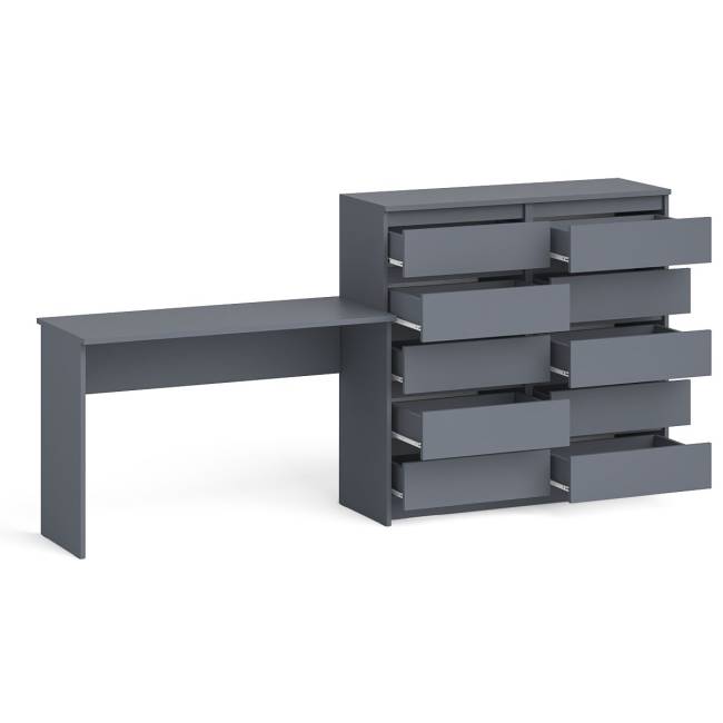 Большой комод МК1200.10 десять ящиков и письменный стол МСП1200 Мори цвет графит Большой комод МК1200.10 десять ящиков и письменный стол МСП1200 Мори цвет графит