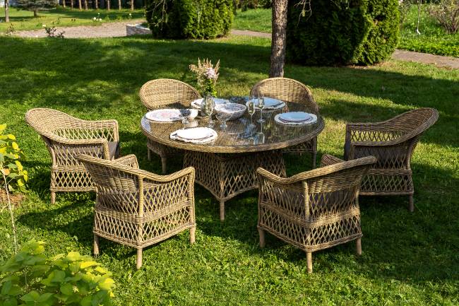 "Эспрессо - 150 S" обеденная группа плетеная, цвет соломенный