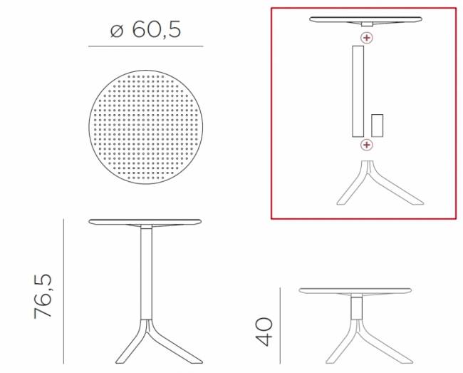 Стол пластиковый обеденный Step + Step Mini голубой Ø605х400-765 мм