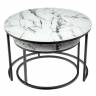 Набор кофейных столиков Tango белый мрамор с черными ножками Набор кофейных столиков Tango белый мрамор с черными ножками