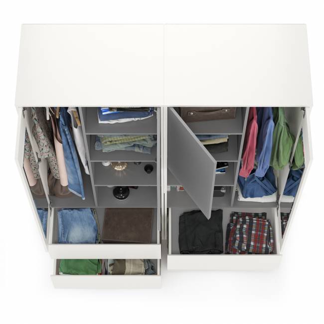 Два шкафа для одежды для молодёжной Торонто цвет белый шагрень/стальной серый