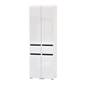 Два шкафа-пенала с выдвижным ящиком Сидней цвет белый/чёрный/МДФ белый глянец