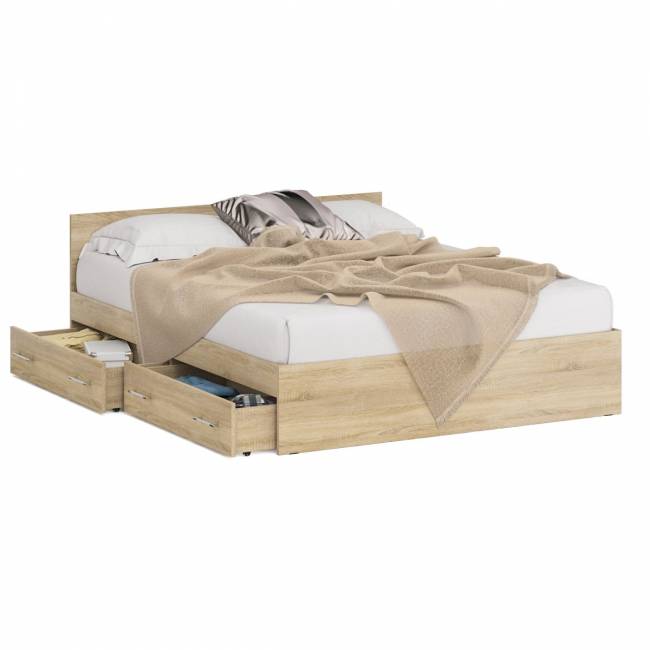 Кровать с ящиками Стандарт 1600 цвет дуб сонома