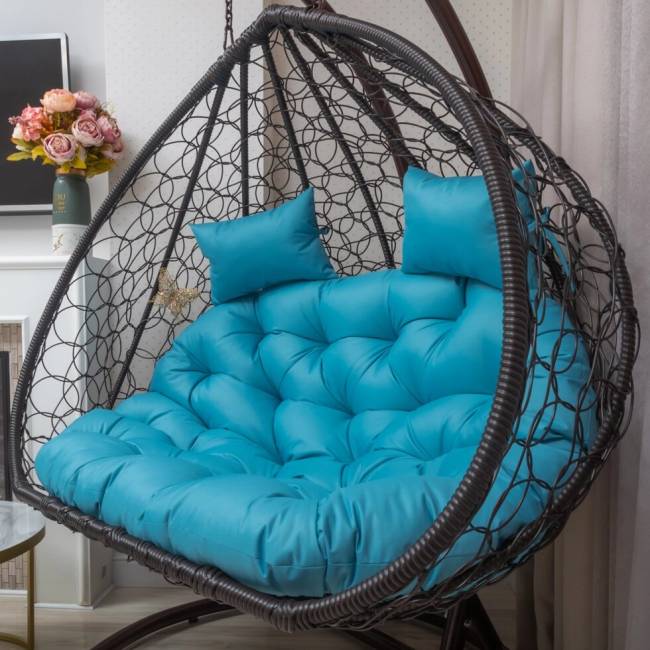 Подвесное двухместное кресло из искусственного ротанга "BUENO GRANDE", коричневый Подвесное двухместное кресло из искусственного ротанга "BUENO GRANDE", коричневый