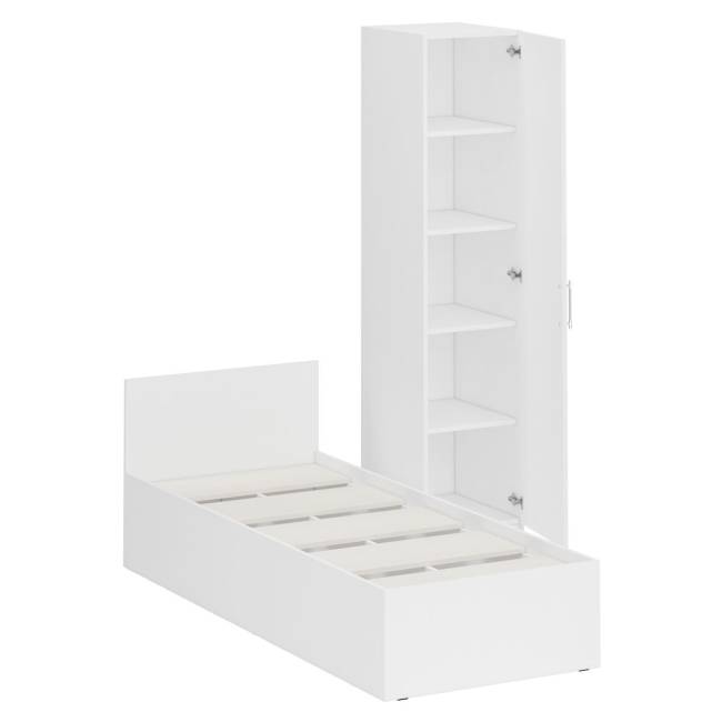 Кровать белая односпальная 800 с пеналом Стандарт цвет белый