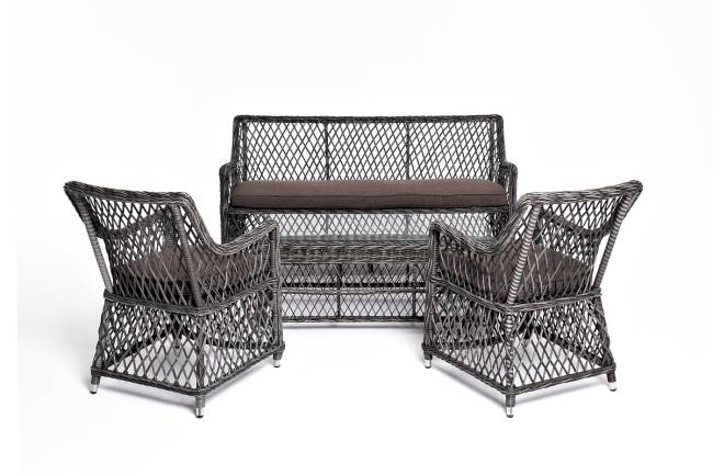 "Асти" лаунж-зона из искусственного ротанга на 4 персоны, цвет графит "Асти" лаунж-зона из искусственного ротанга на 4 персоны, цвет графит