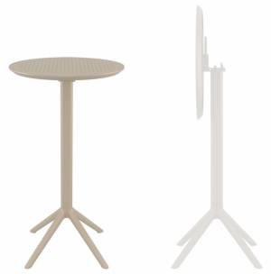 Стол пластиковый барный складной Sky Folding Bar Table 60 бежевый Ø600х1080 мм