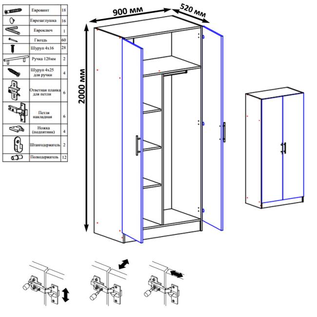 Шкаф 2-х створчатый Стандарт цвет венге Шкаф 2-х створчатый Стандарт цвет венге