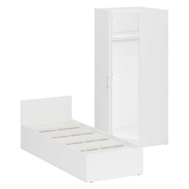 Кровать белая односпальная 800 с угловым шкафом Стандарт цвет белый