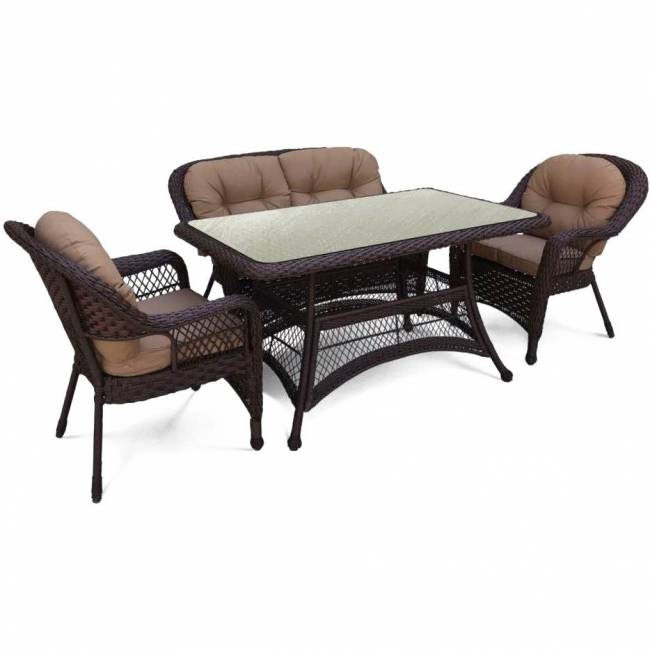 Комплект плетеной мебели из искусственного ротанга T130Br/LV520BB-Brown/Beige
