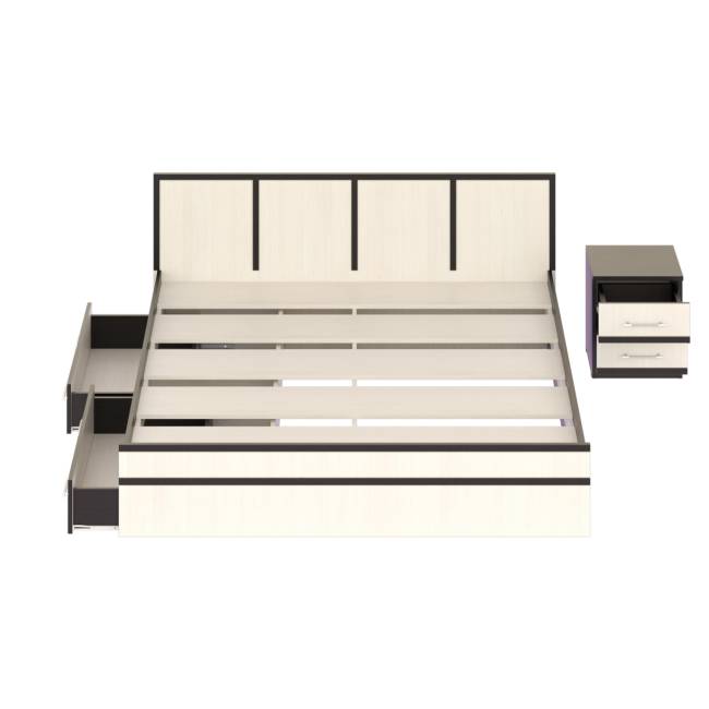 Кровать с ящиками 1800 с тумбой Сакура цвет венге/дуб лоредо Кровать с ящиками 1800 с тумбой Сакура цвет венге/дуб лоредо