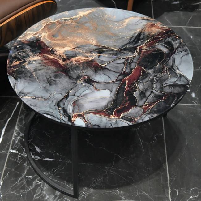 Набор кофейных столиков Tango космический с чёрными ножками, 2шт Набор кофейных столиков Tango космический с чёрными ножками, 2шт