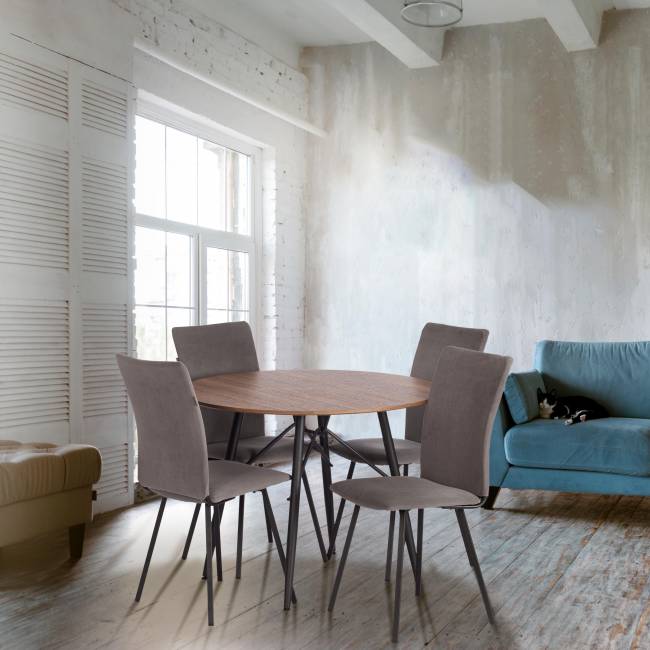 Стул обеденный La Rousse флок , серый/черный, 29, 49х50х93 серый флок