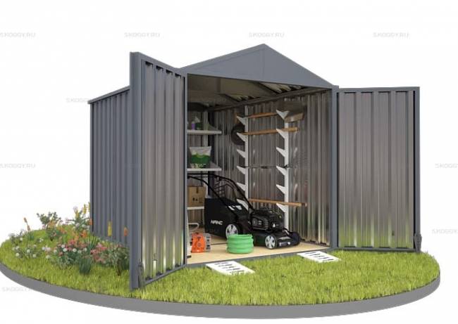 Хозблок SKOGGY секционный с двускатной крышей 3 х 2 м, брутальный серый