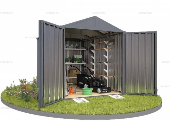 Хозблок SKOGGY секционный с двускатной крышей 3 х 2 м, брутальный серый