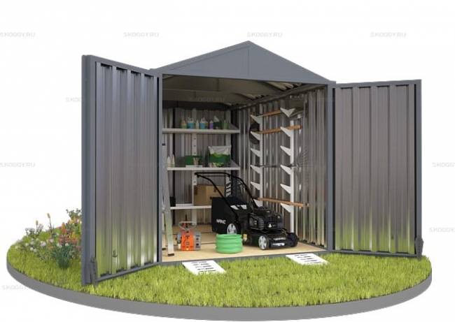 Хозблок SKOGGY секционный с двускатной крышей 3 х 2 м, брутальный серый