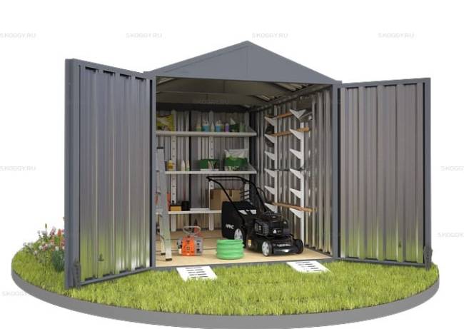 Хозблок SKOGGY секционный с двускатной крышей 3 х 2 м, брутальный серый