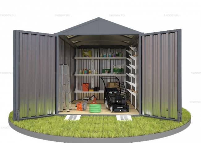 Хозблок SKOGGY секционный с двускатной крышей 3 х 2 м, брутальный серый
