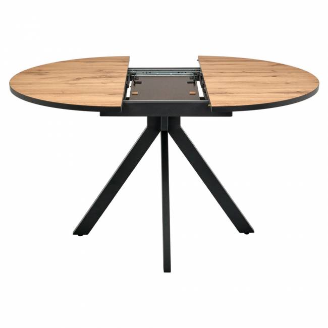 Стол Rudolf круглый раскладной 100-130x100x75см, Дуб Вотан, чёрный Стол Rudolf круглый раскладной 100-130x100x75см, Дуб Вотан, чёрный