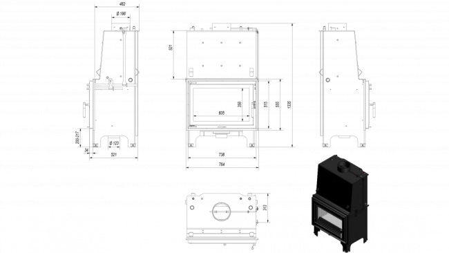 Топка с водяным контуром AQUARIO/O/16/PW/W