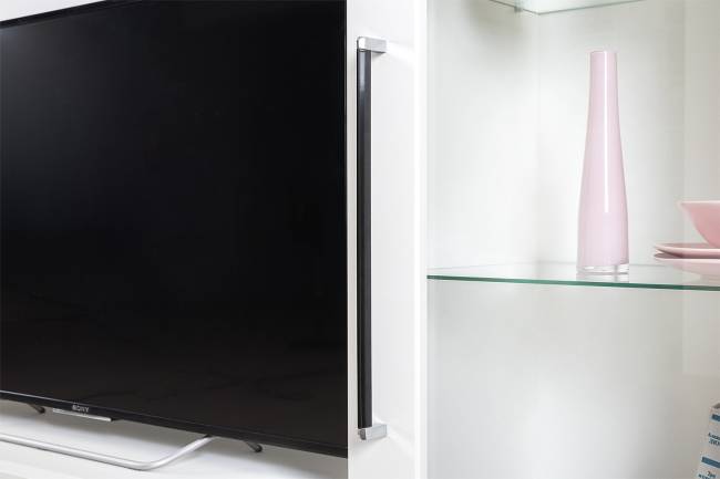 Стенка в гостиную Валенсия № 80 цвет белый шагрень