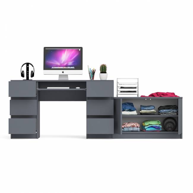 Двухтумбовый компьютерный стол Мори МС-2 с широкой тумбой на 900 цвет графит Двухтумбовый компьютерный стол Мори МС-2 с широкой тумбой на 900 цвет графит